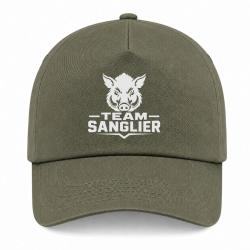 Casquette Chasse - Team sanglier - Portrait sauvage - Kaki / Blanc