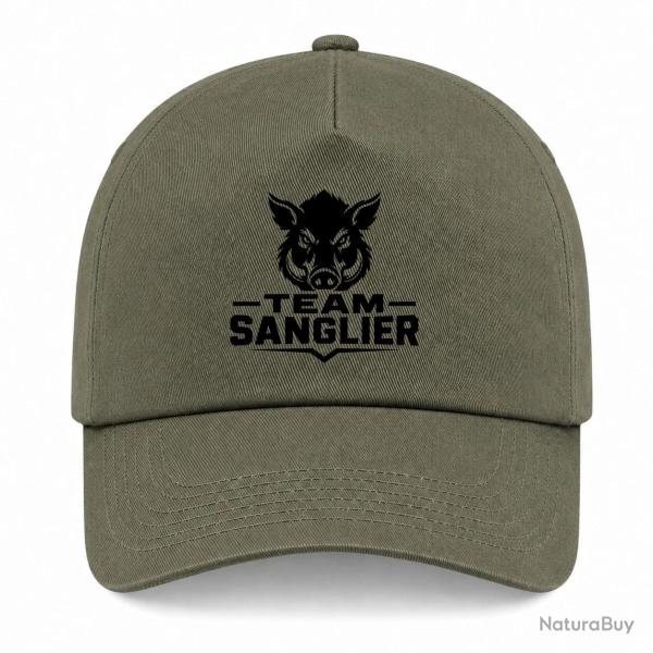 Casquette Chasse - Team sanglier - Portrait sauvage - Kaki / Noir