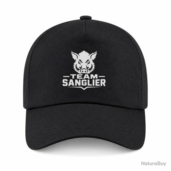 Casquette Chasse - Team sanglier - Portrait sauvage - Noir