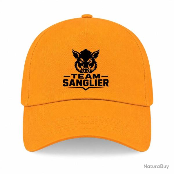 Casquette Chasse - Team sanglier - Portrait sauvage - Jaune