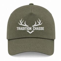 Casquette Chasse - Tradition chasse - For&ecirc;t et ramure - Kaki / Blanc
