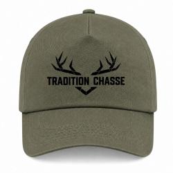 Casquette Chasse - Tradition chasse - For&ecirc;t et ramure - Kaki / Noir