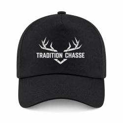 Casquette Chasse - Tradition chasse - For&ecirc;t et ramure - Noir