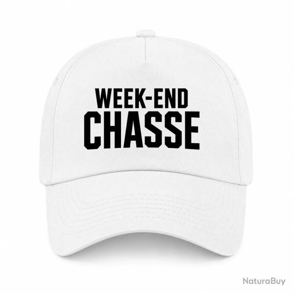 Casquette Chasse - Week-end chasse - Typographie - Blanc