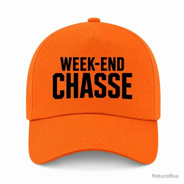 Casquette Chasse - Week-end chasse - Typographie - Orange