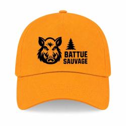 Casquette Chasse - Battue sauvage - Portrait de sanglier - Jaune