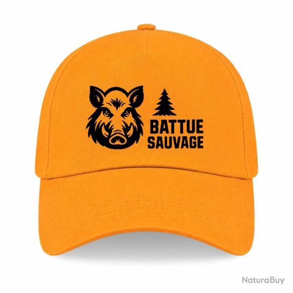 Casquette Chasse - Battue sauvage - Portrait de sanglier - Jaune