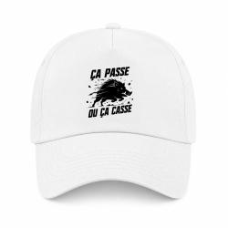 Casquette Chasse - &Ccedil;a passe ou &ccedil;a casse - Sanglier - Blanc