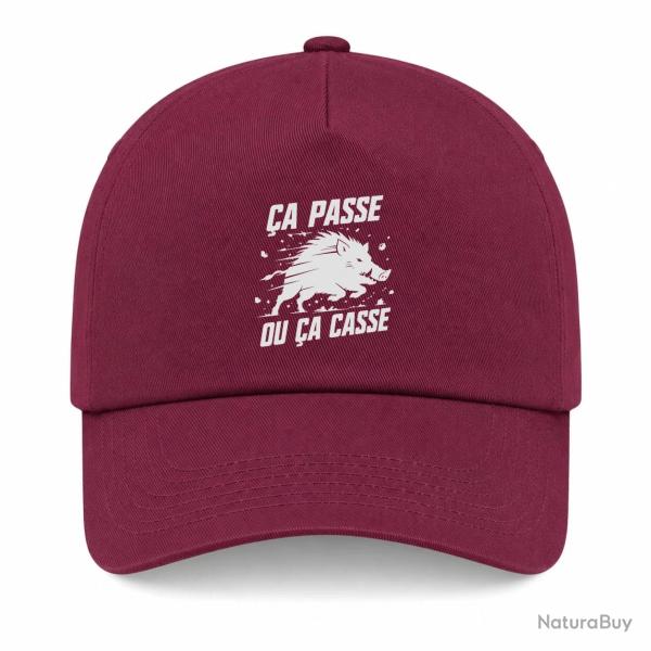 Casquette Chasse - �a passe ou �a casse - Sanglier - Bordeaux