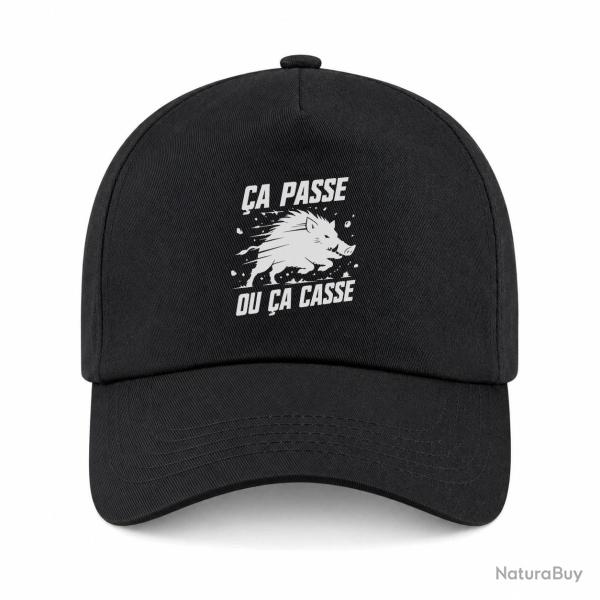Casquette Chasse - �a passe ou �a casse - Sanglier - Noir