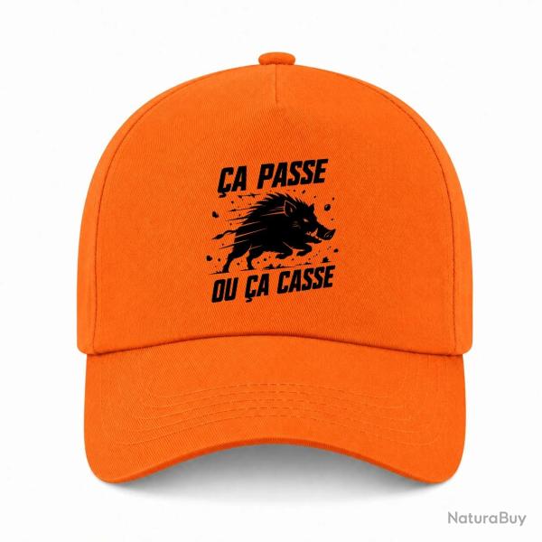 Casquette Chasse - �a passe ou �a casse - Sanglier - Orange