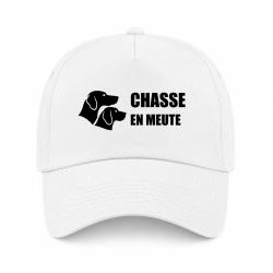Casquette Chasse - Chasse en meute - Duo de chiens - Blanc