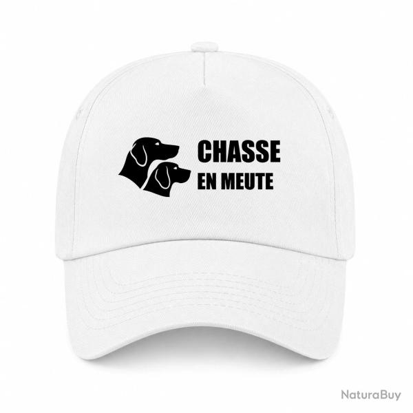 Casquette Chasse - Chasse en meute - Duo de chiens - Blanc