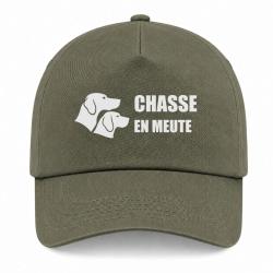 Casquette Chasse - Chasse en meute - Duo de chiens - Kaki / Blanc