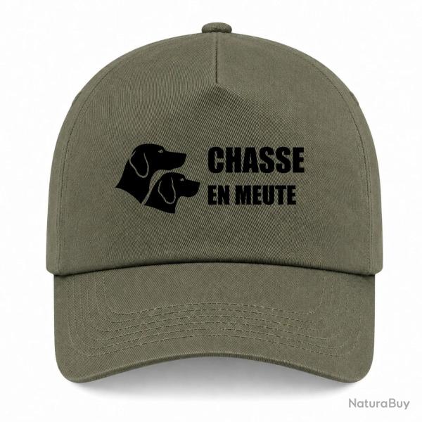 Casquette Chasse - Chasse en meute - Duo de chiens - Kaki / Noir