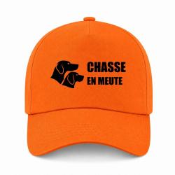 Casquette Chasse - Chasse en meute - Duo de chiens - Orange