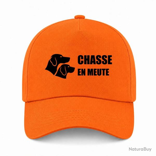 Casquette Chasse - Chasse en meute - Duo de chiens - Orange