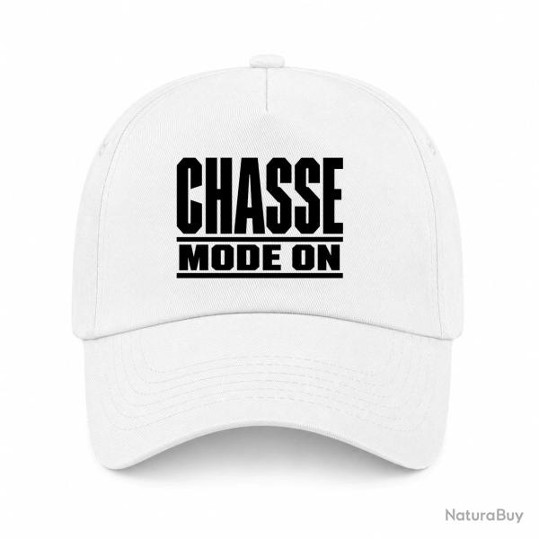 Casquette Chasse - Chasse mode ON - Typographie - Blanc