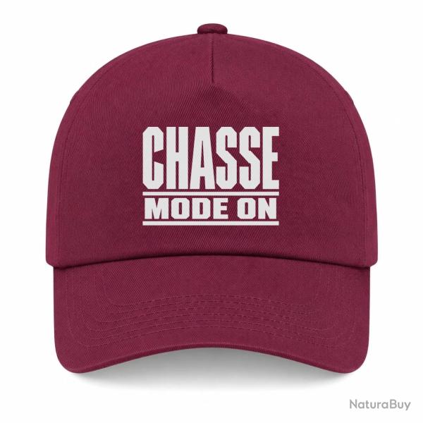 Casquette Chasse - Chasse mode ON - Typographie - Bordeaux