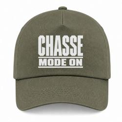 Casquette Chasse - Chasse mode ON - Typographie - Kaki / Blanc