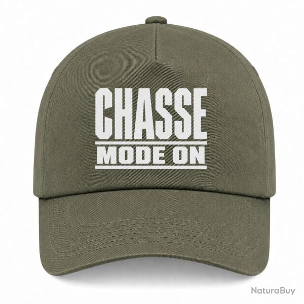 Casquette Chasse - Chasse mode ON - Typographie - Kaki / Blanc