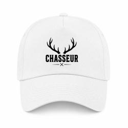 Casquette Chasse - Chasseur - Blason aux bois de cerf - Blanc