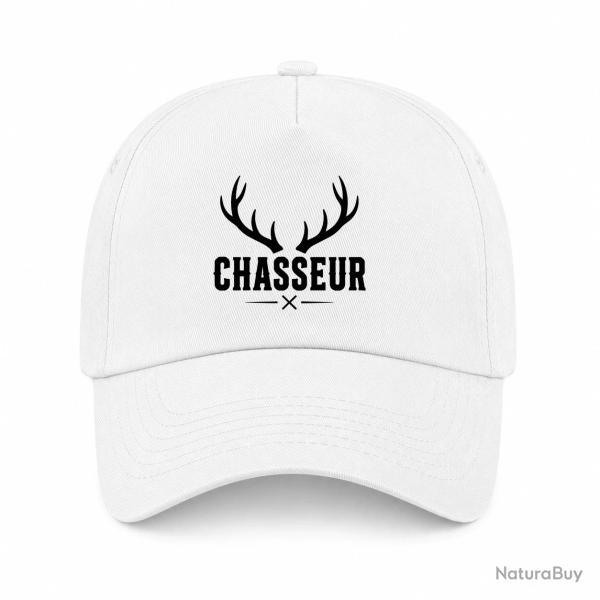 Casquette Chasse - Chasseur - Blason aux bois de cerf - Blanc