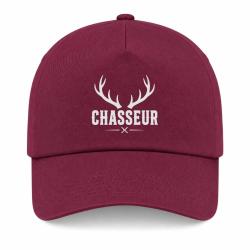 Casquette Chasse - Chasseur - Blason aux bois de cerf - Bordeaux
