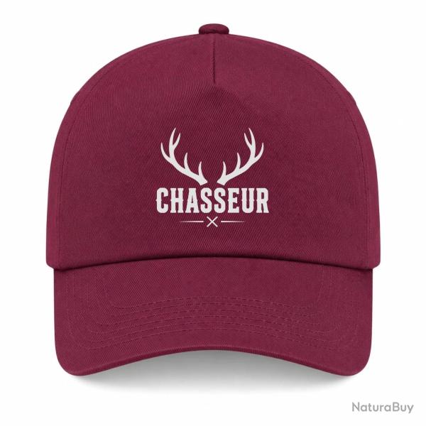 Casquette Chasse - Chasseur - Blason aux bois de cerf - Bordeaux