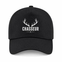 Casquette Chasse - Chasseur - Blason aux bois de cerf - Noir