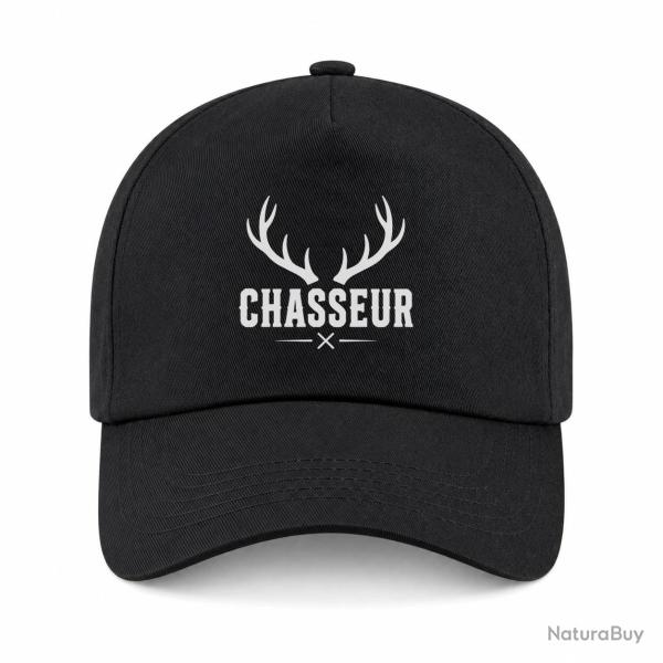 Casquette Chasse - Chasseur - Blason aux bois de cerf - Noir
