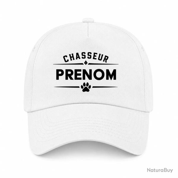 Casquette Chasse - Chasseur pr�nom - Personnalisable - Blanc