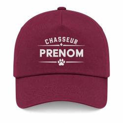 Casquette Chasse - Chasseur pr&eacute;nom - Personnalisable - Bordeaux