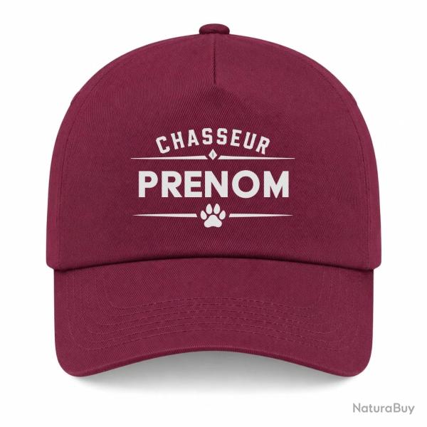 Casquette Chasse - Chasseur pr�nom - Personnalisable - Bordeaux