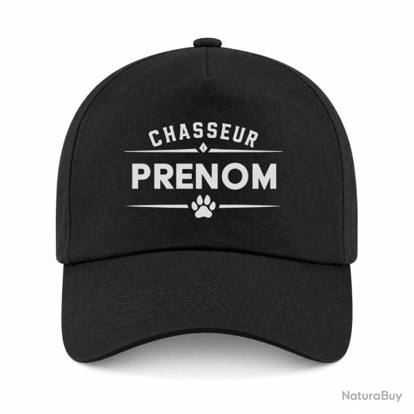 Casquette Chasse - Chasseur pr�nom - Personnalisable - Noir