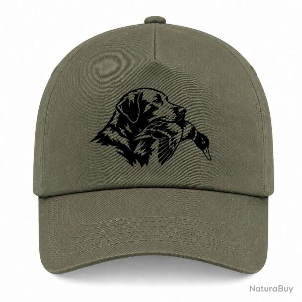 Casquette Chasse - Compagnon de chasse - Chien au canard - Kaki / Noir