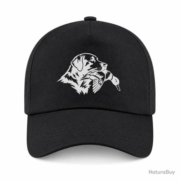 Casquette Chasse - Compagnon de chasse - Chien au canard - Noir