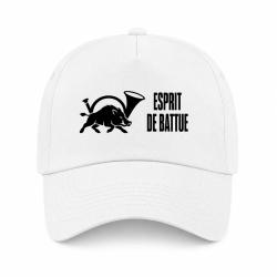 Casquette Chasse - Esprit de battue - Sanglier au cor - Blanc