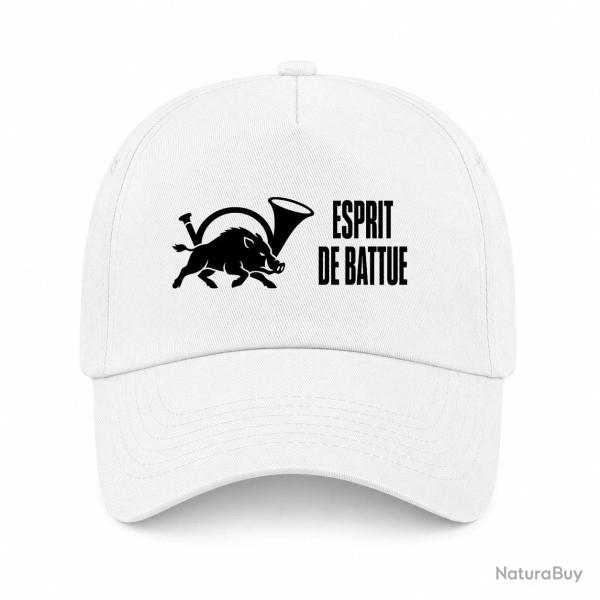 Casquette Chasse - Esprit de battue - Sanglier au cor - Blanc
