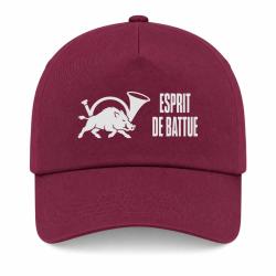 Casquette Chasse - Esprit de battue - Sanglier au cor - Bordeaux