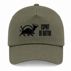 Casquette Chasse - Esprit de battue - Sanglier au cor - Kaki / Noir