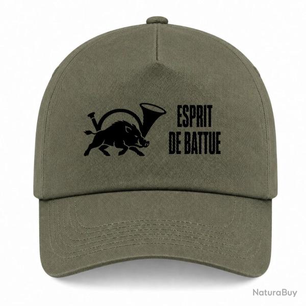Casquette Chasse - Esprit de battue - Sanglier au cor - Kaki / Noir