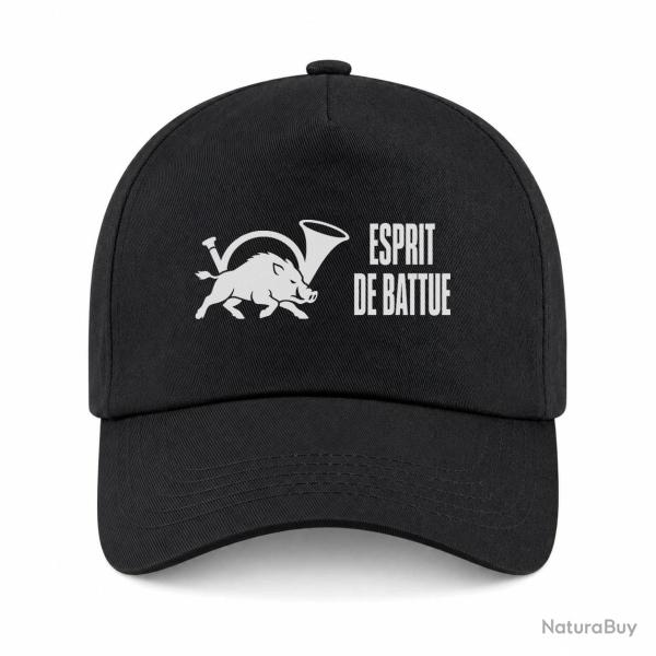 Casquette Chasse - Esprit de battue - Sanglier au cor - Noir