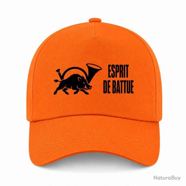Casquette Chasse - Esprit de battue - Sanglier au cor - Orange