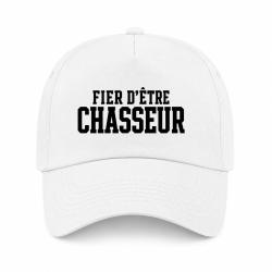 Casquette Chasse - Fier d'&ecirc;tre chasseur - Typographie - Blanc