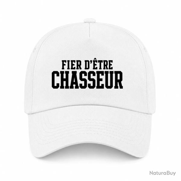 Casquette Chasse - Fier d'�tre chasseur - Typographie - Blanc