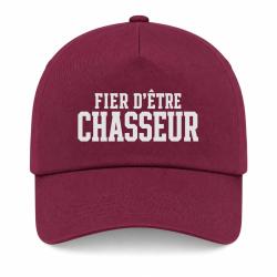 Casquette Chasse - Fier d'&ecirc;tre chasseur - Typographie - Bordeaux