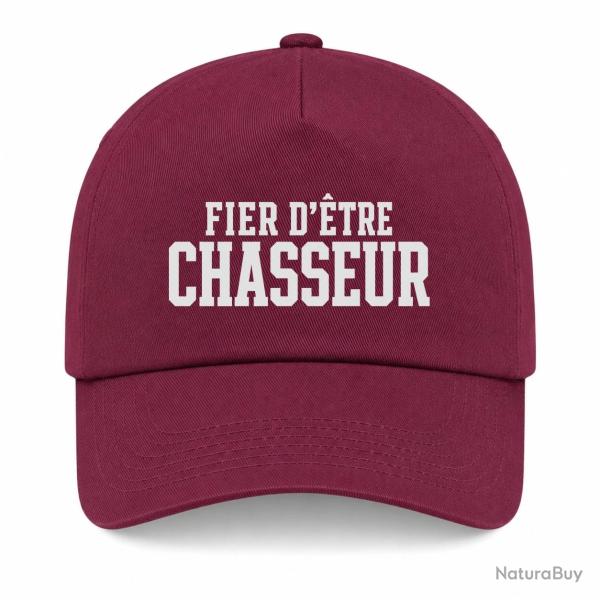 Casquette Chasse - Fier d'�tre chasseur - Typographie - Bordeaux