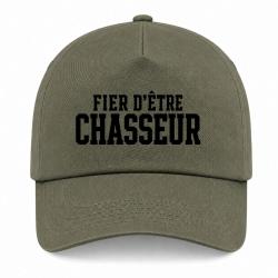 Casquette Chasse - Fier d'&ecirc;tre chasseur - Typographie - Kaki / Noir