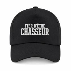 Casquette Chasse - Fier d'&ecirc;tre chasseur - Typographie - Noir